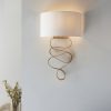 Gold Leaf and Ivory Cotton Fabric Wall Light